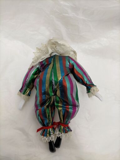 糸島市内 送料無料】アンティーク ヴィンテージ 虹色 ピエロ陶器人形