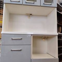 【愛品倶楽部柏店】NITORI ニトリ キッチンボード パンダ2 90KB-GY 幅90cm 上下分割可能 耐震ラッチ付の画像