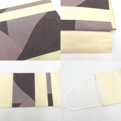 名古屋帯 作り帯 付帯 正絹 シェルピンク×パープル系 切嵌め 裂取り 仕立て上がり 着物帯 きものやまと ワンタッチ帯 【キモノオフ野々市若松店】の画像