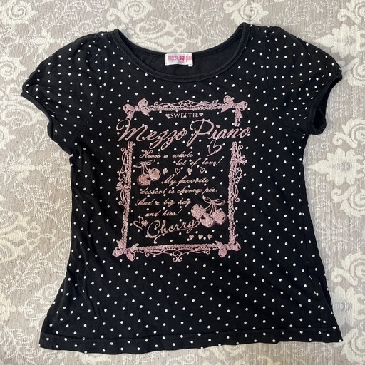 メゾピアノ120 女の子夏Tシャツ黒✖️白ドット (Eimy) 小岩の
