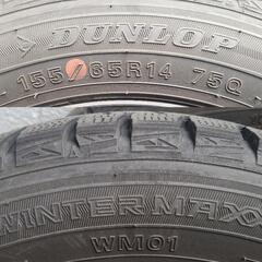 ★ 155/65R14 DUNLOP WINTER MAX スチールホイール 4H PCD100 4本セット 中古 ダンロップ ウインター マックス ワゴンR パレット エブリィ などに ★の画像