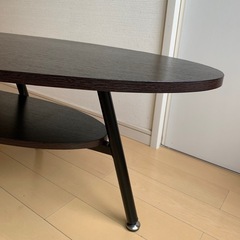 ローテーブルセンターテーブルオーバルダーク ヴラウン木目傷無し 美品クリーニング済 み！ の画像
