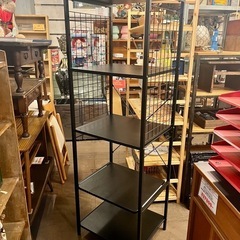 【武蔵小山店】  オープンシェルフ スチールラック メッシュラック ブラック 黒 棚 ディスプレイラック アイアンシェルフ 店舗什器 シンプル収納 インダストリアル 男前家具 リビング収納 キッチンラック 本棚 飾り棚 シェルフ 棚 キッチンの画像