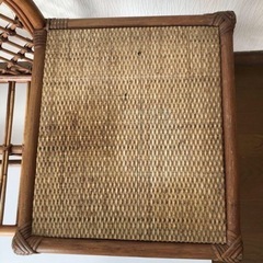 アンティーク　ラタン　藤家具　サイドテーブル付テレフォンベンチチェアの画像