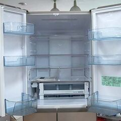 HITACHI 6ドア冷蔵庫 R-HW52J 520L 2018年製 クリスタルシャンパン 観音開きタイプ 自動製氷付き ファミリータイプ 大型 日立 500Lクラス 札幌市 清田区 平岡の画像