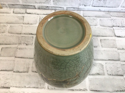 W159 相馬焼 飾り壺/花瓶/花器/フラワーベース 金彩 近影窯 走り馬 貫入 駆馬/跳馬 骨董品 現状品