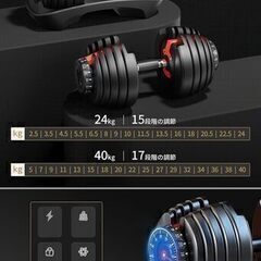 未使用品 可変式ダンベル 24kg アジャスタブルダンベル 直接引き取りの画像