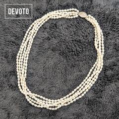 DEVOTO 淡水パール 真珠 5連 多重 ロングネックレス I...