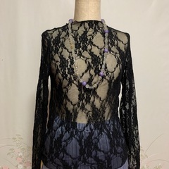希望者決定★新品未使用品　黒レース　カットソー　M