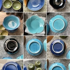 和風デザインの多彩な食器セットの画像
