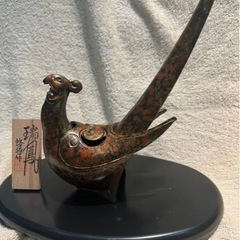 啓格作 瑞鳳 鋳物 金属工芸 伝統工芸 置物 アンティーク 時代金工 置物 金属工芸の画像