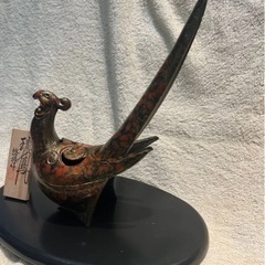 啓格作 瑞鳳 鋳物 金属工芸 伝統工芸 置物 アンティーク 時代金工 置物 金属工芸の画像