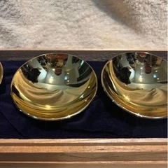 金杯　干支　3支　セット　24kgp  24KGP   金メッキ 縁起物 盃 置物 ゴールド 金盃 金メッキ 24KGP 木箱入りの画像
