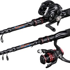 Jaccer 伸縮式釣り竿 2本セット 2.1m 美品 キャンプ 持ち運びの画像