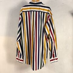 🔷🔶期間限定・特別価格🔶🔷TOMMY HILFIGER 90s風 長袖ストライプシャツ L カラフルマルチカラー 古着の画像