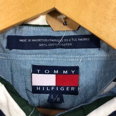 🔷🔶期間限定・特別価格🔶🔷TOMMY HILFIGER 90s風 長袖ストライプシャツ L カラフルマルチカラー 古着の画像