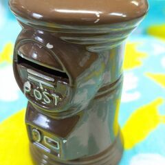 ☆貯金箱　茶色ポスト　中古品　100円　の画像