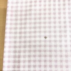 薄手のチェック柄カーテン 100×140cm（ホワイト/ピンク）2枚の画像