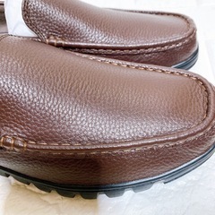 サイズが合えばお得！新品未使用[XINGYUAN] ローファー 25cm ブラウン モカシン 革靴 柔らか　ビジネスシューズ　普段履き　の画像