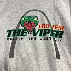 🔷🔶期間限定・特別価格🔶🔷FRUIT OF THE LOOM Tシャツ XL THE VIPER ラジオ局 両面プリント グレー 古着の画像