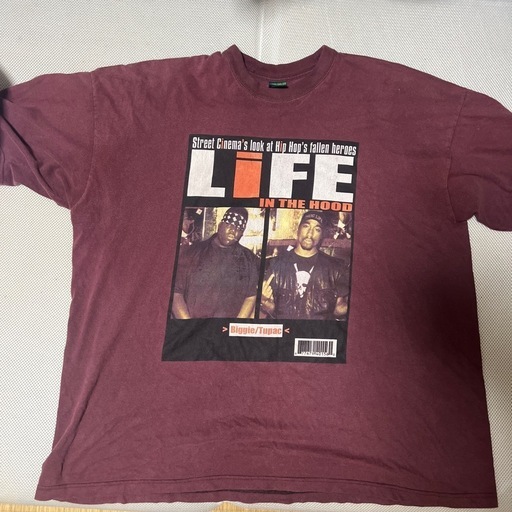 ヴィンテージ　ビギー トゥパック Tシャツ 3X バーガンディ
