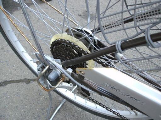 26インチ 自転車 6段変速 サビ有り ママチャリ ブラウン/シルバー 荷台