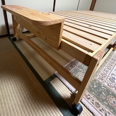 檜製　折り畳み　すのこベッド ハイタイプ　キャスター付き