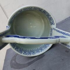 陶器　手桶　　花瓶　メダカ　ガーデニングの画像