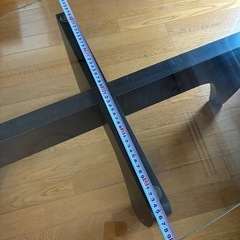 オーバル　ガラステーブル　ウォールナット調　の画像