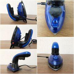【新品】コンパクトスチーマー＆アイロン GC-J15-BL しわ取りスチーム＆しっかりプレス2in1  簡単・コンパクト　ハンドル部分180度方向転換の画像