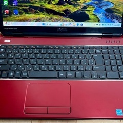 DELL レッド ノートPC Corei7 8GB 500GB 新品SSD Windows11 Office2024 BD-DVDの画像