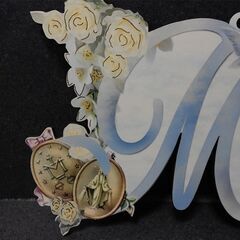 聖母マリア 木製 壁掛けプレート【イタリア製】/ マリア様 宗教画 アンティーク調 の画像