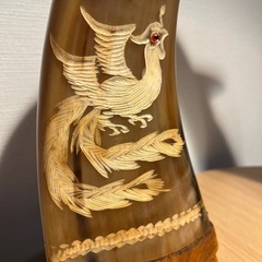 水牛　角？造形　龍&鶏　オブジェ　2本セットの画像