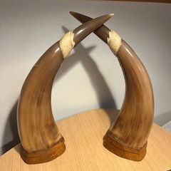 水牛　角？造形　龍&鶏　オブジェ　2本セットの画像