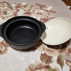 陶器製土鍋 白黒ツートン 中型の画像