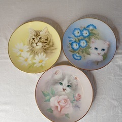 イギリス ヴィンテージ 猫 絵皿 3枚セット コレクションプレート イギリス ヴィンテージ 猫 絵皿 3枚セット コレクションプレート
