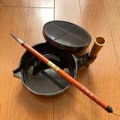 【あげます】書道セット　筆　墨池　書道液の画像