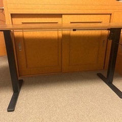 昇降式スタンディングデスク 電動式 幅140cm ヴィンテージ調の画像