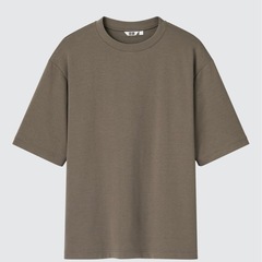 エアリズムコットンオーバーサイズTシャツ/5分袖　ピンボーダー2色の画像