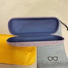 眼鏡ケースおしゃれメガネケースハードケース亜麻素材シンプル　パープルの画像