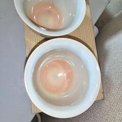 未使用品①荻焼　椿窯　天鵬山湯呑揃貫入 木箱付②獅子(シーサー) 一口カラカラの画像