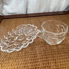 曽我ガラス SOGAGLASS 昭和レトロ　カップ　お皿　グレープライン　全10点セットの画像