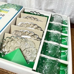曽我ガラス SOGAGLASS 昭和レトロ　カップ　お皿　グレープライン　全10点セットの画像