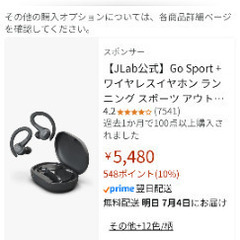 Jlab go sportsプラス ワイヤレスイヤホンの画像