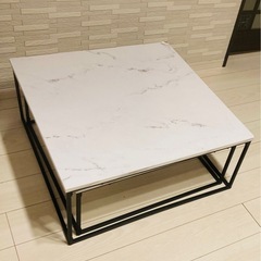 大理石柄 ローテーブル ネストテーブル スチール LOWYA sneftyロウヤの画像