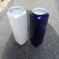 プロフ必読　有田焼　秀峰窯　花瓶　白と青　セット価格　別売り可の画像
