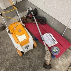 グリーンアートの電動芝刈り機　芝刈り