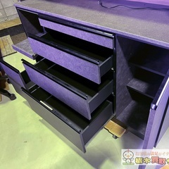 松田家具 ガバーナ キッチンボード 食器棚 シルクガラス 140cm の画像