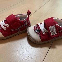 チェック柄の靴 13cmの画像