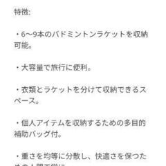 【新品未使用】バドミントン　テニス　ラケットバックの画像